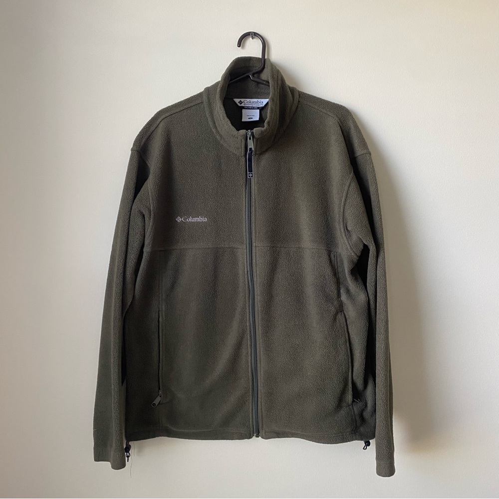 Columbia Mens Olive Full Zip Fleece Jacket Size Large
